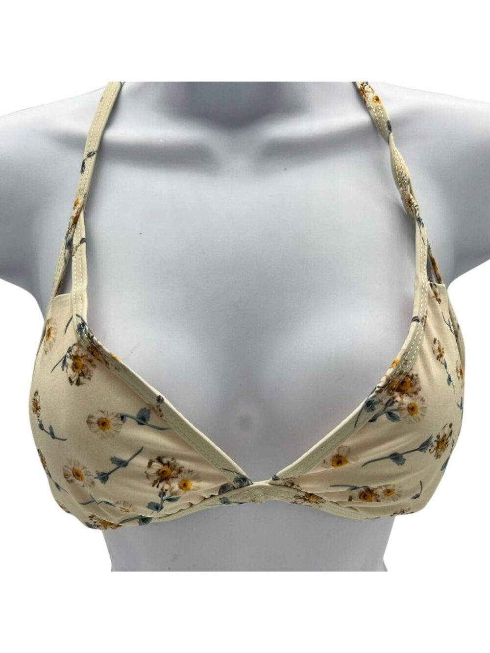 Antonio Melani Tatianna Floral Pismo Triangle Bikini Top 8 Cream Halter Swimwear